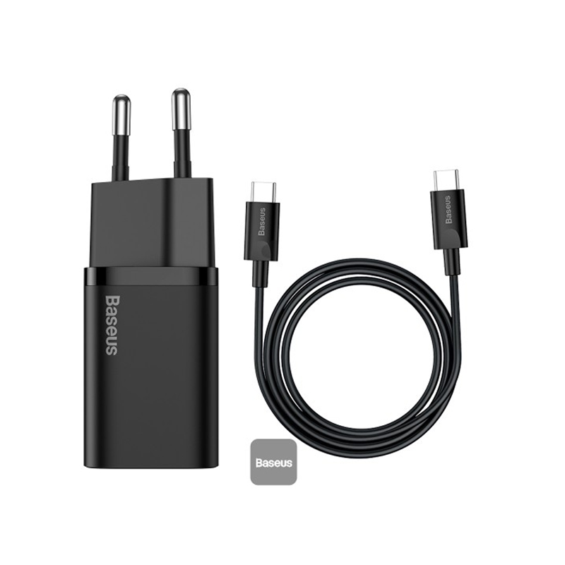 Baseus Super Si Quick Charger 1C 25W EU Sets (Cable TYPE-C to TYPE-C)