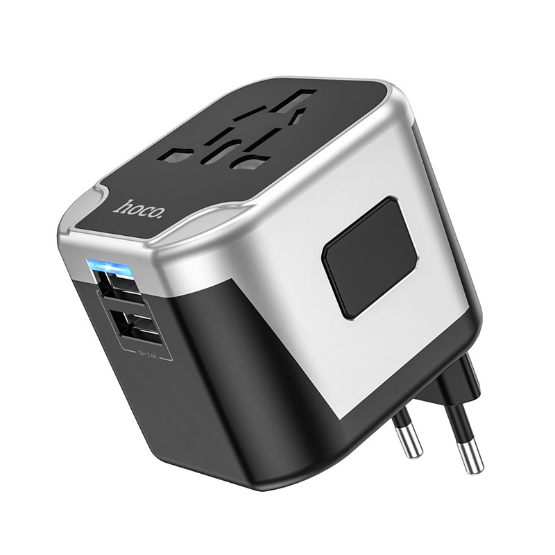 Hoco AC5 2USB+1Socket Universal Conversion Wall Charger