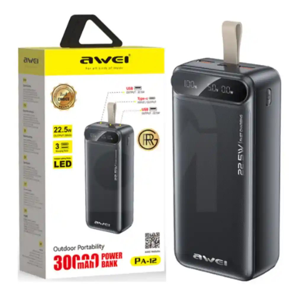 AWEI PA-12 30000mAh Fast Charging Power Bank