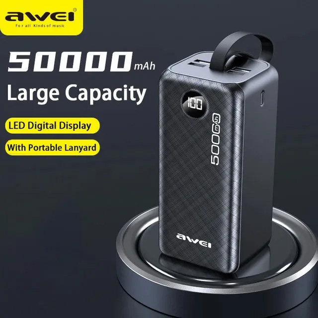 Awei P36K Powerful Power Bank 50000mAh Spare External Battery Fast Charge Porta
