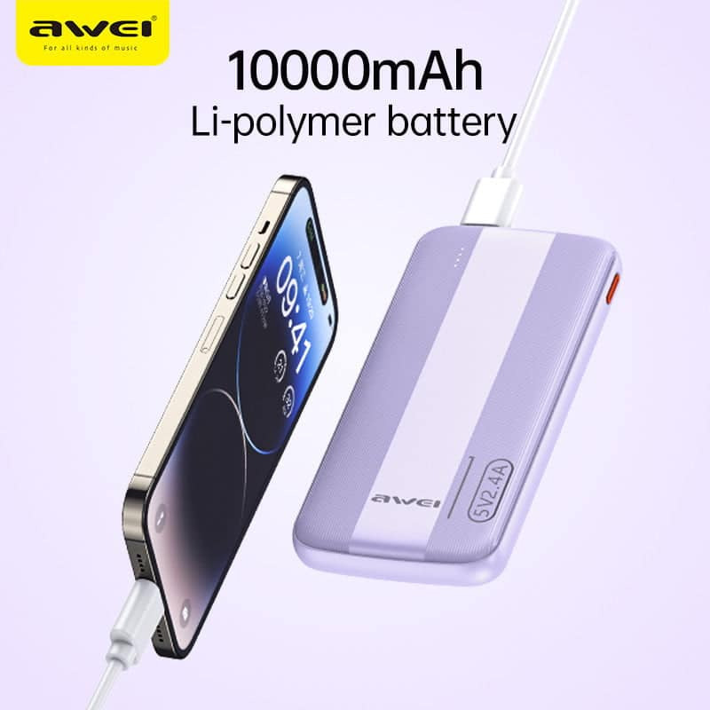 Awei P20K 10000mAh Powerbank 2.4A Slim PowerBank Dual Output