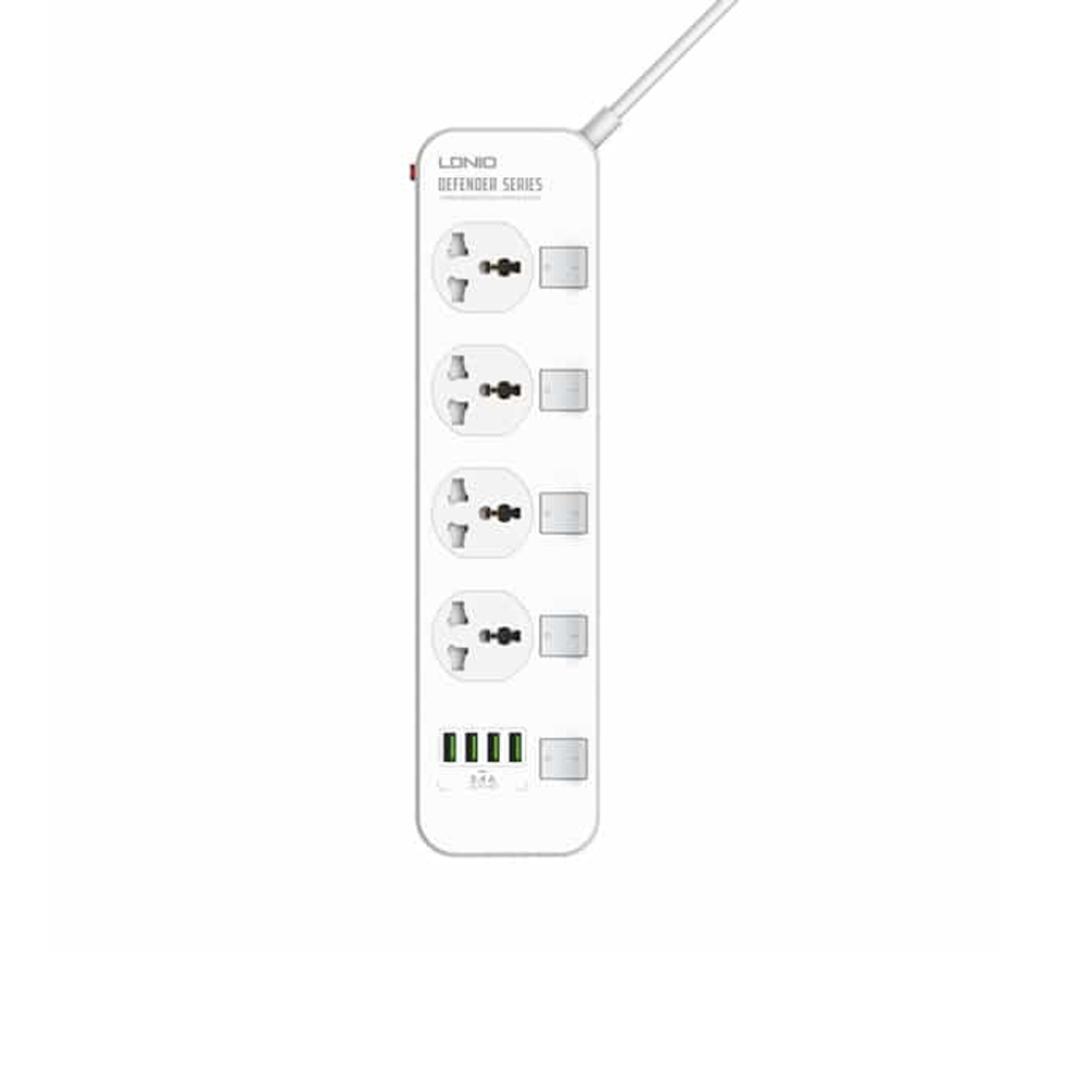 LDNIO SC4408 2500W 4 Socket & 4 USB Port Power Strip